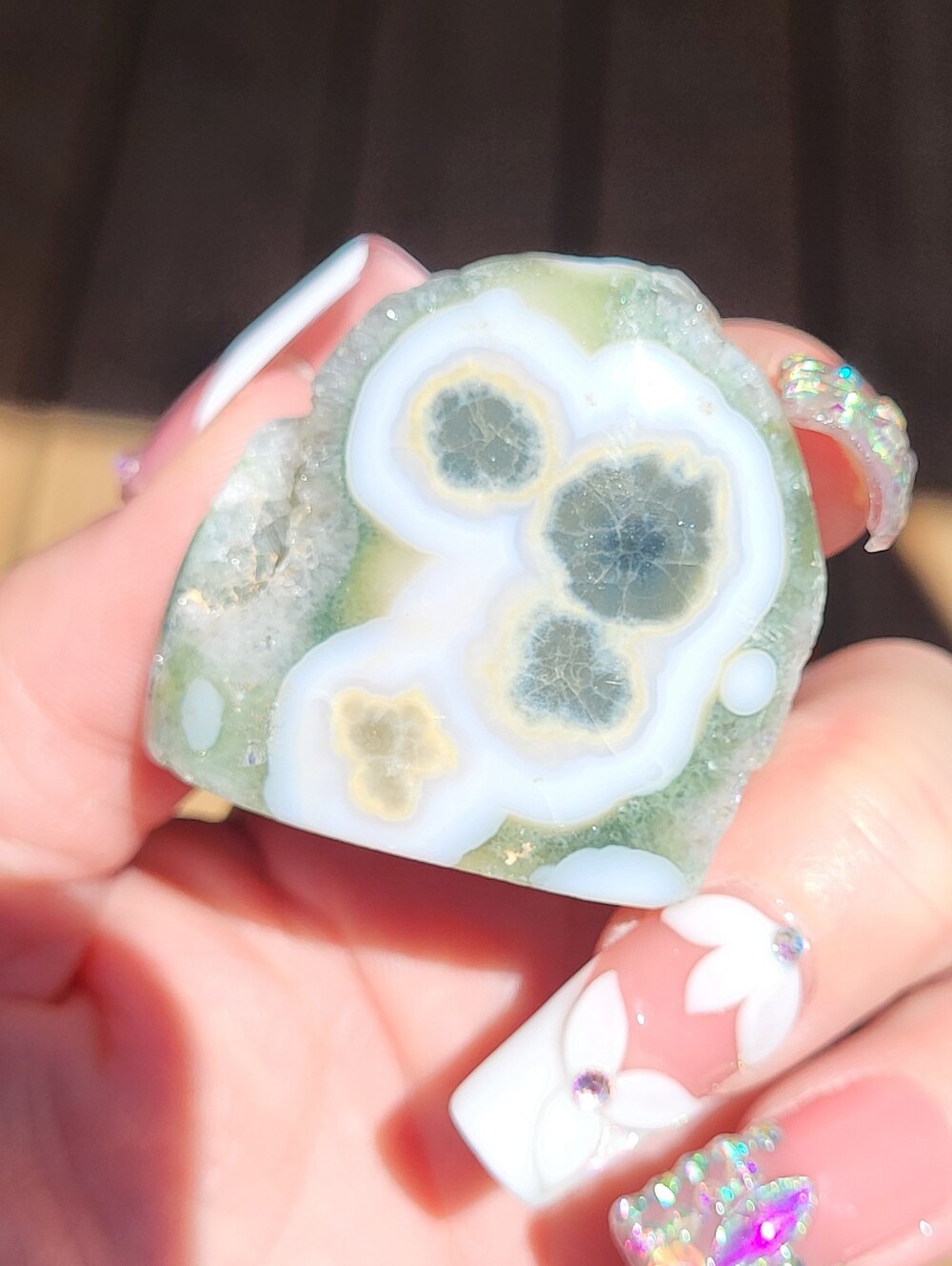 Green and White Ocean Jasper Mini Core